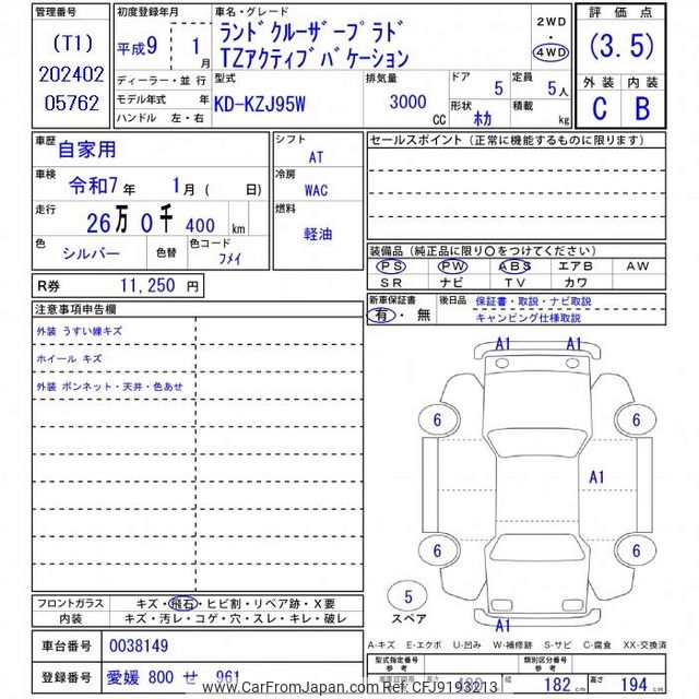 ⭐️さんの専用ページ 1997 Toyota Land Cruiser Prado KZJ95W - Car Price $8,869