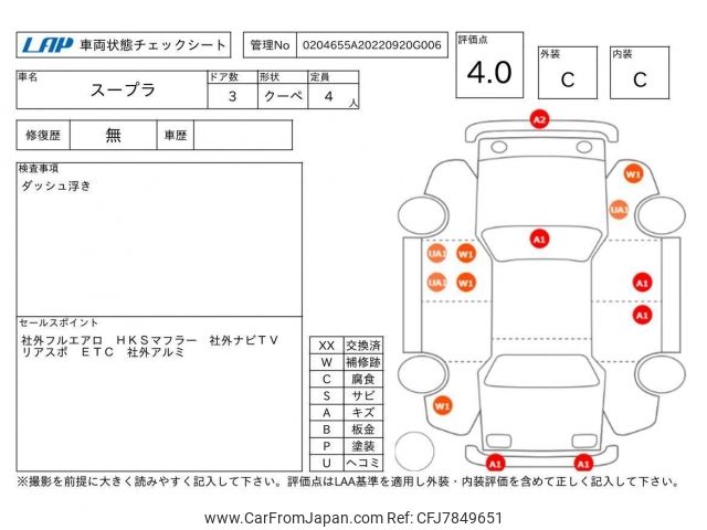 しの 1997 Toyota Supra JZA80 - Car Price $37,588