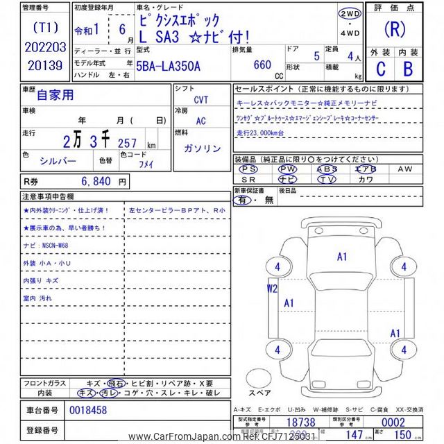 2019 Toyota Pixis Epoch LA350A - Car Price $5,559