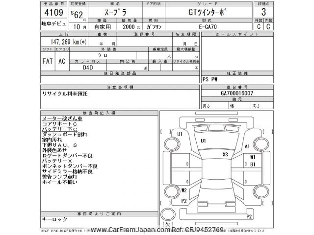 1987 Toyota Supra GA70 - Car Price $5,403