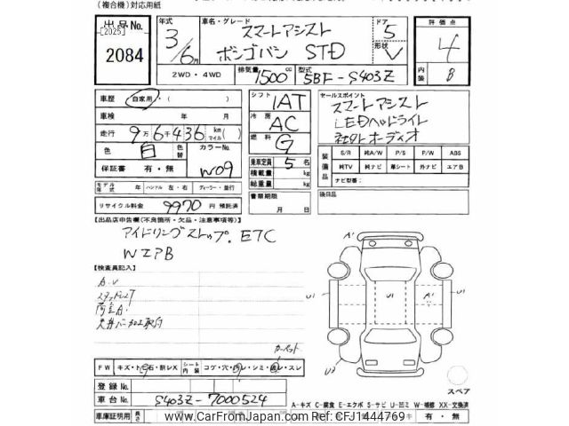 2021 Mazda Bongo Van S403Z - Car Price $7,694