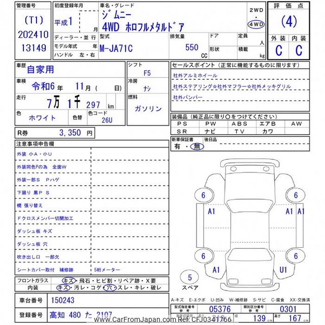 ゆきんこページ 1989 Suzuki Jimny JA71C - Car Price $6,332