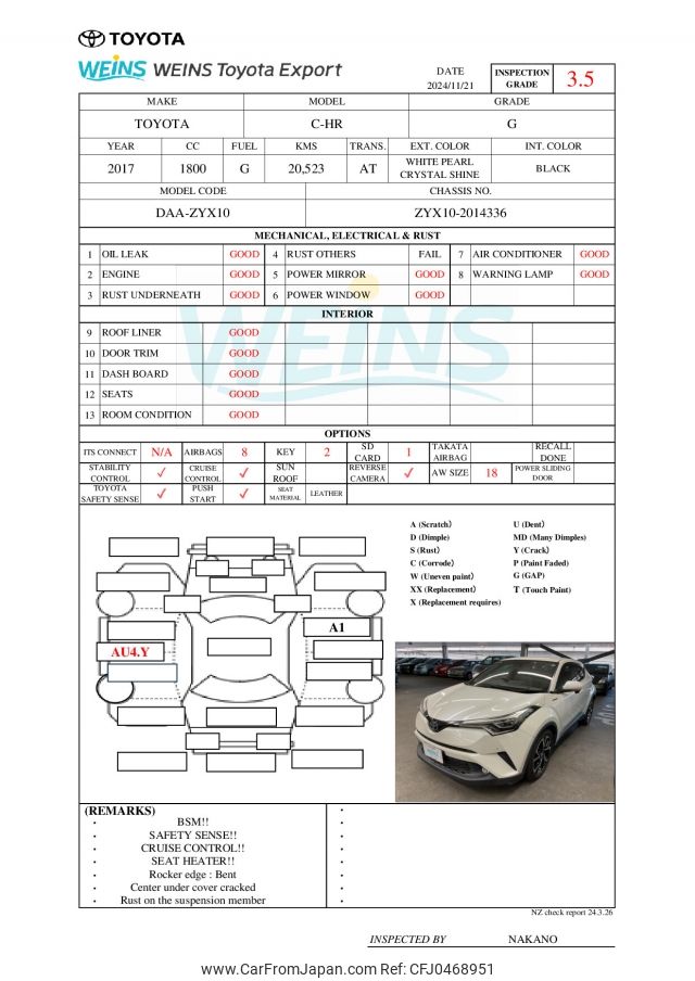 toyota c-hr 2017 ZYX10-2014336 image 2