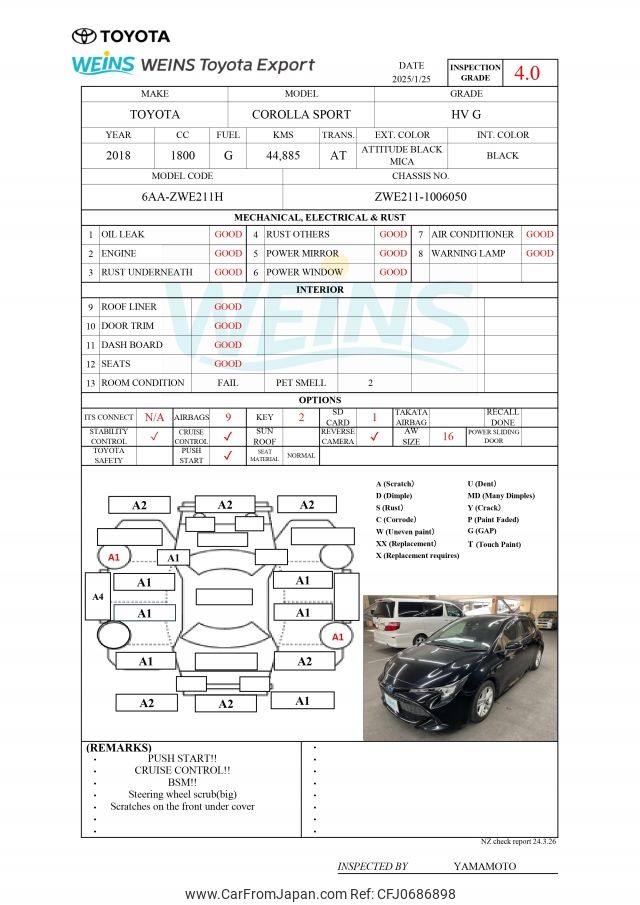 toyota corolla-sport 2018 ZWE211-1006050 image 2