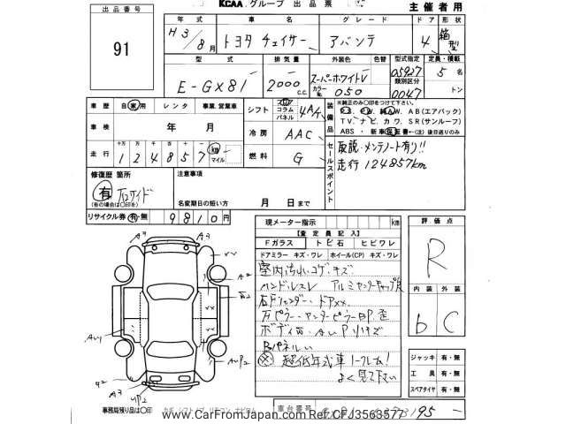 しほページ 1991 Toyota Chaser GX81 - Car Price $1,791