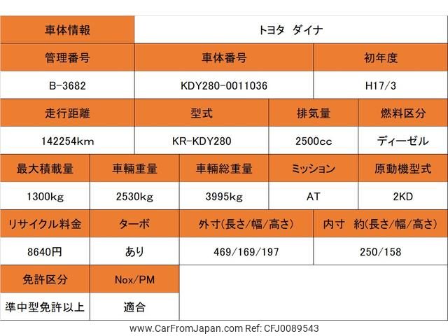 toyota dyna-truck 2005 GOO_NET_EXCHANGE_0700226A30240807W001 image 2