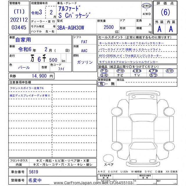 2021 Toyota Alphard AGH30W - Car Price $37,812