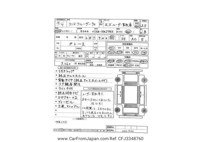 2003 Toyota Land Cruiser 70 KG-HZJ74K 4WD - Car Price $11,142