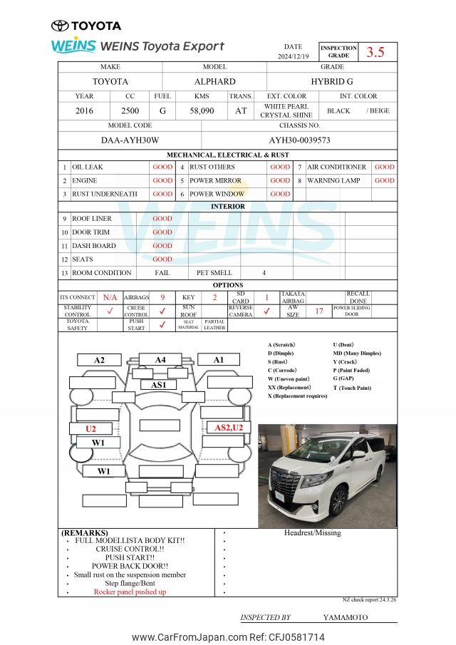 toyota alphard 2016 AYH30-0039573 image 2