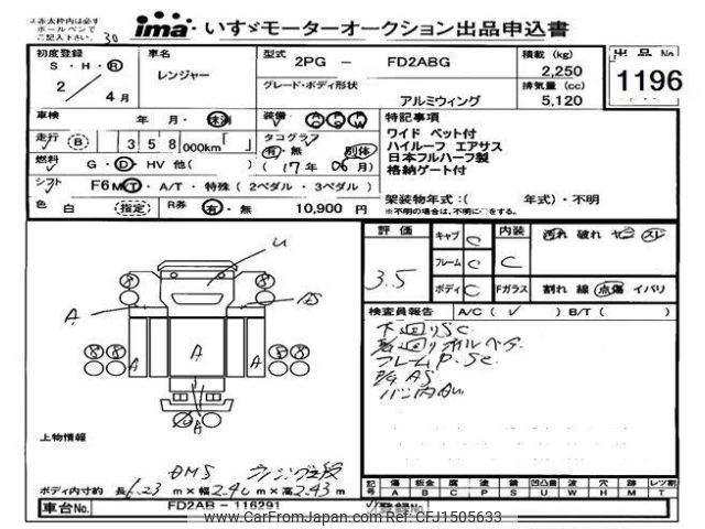 hino ranger 2020 CFJ1505633 image 1