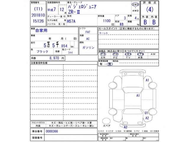 mitsubishi pajero-jr 1995 -三菱--ﾊﾟｼﾞｪﾛｼﾞｭﾆｱ H57A--0000366---三菱--ﾊﾟｼﾞｪﾛｼﾞｭﾆｱ H57A--0000366- image 2