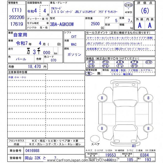 あわもり　オーダーページ 2022 Toyota Alphard AGH30W - Car Price $81,024