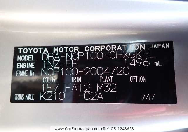toyota ractis 2010 646828-N2024110286F-24 image 1