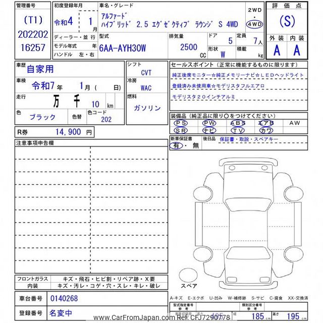 2022 Toyota Alphard AYH30W - Car Price $68,298