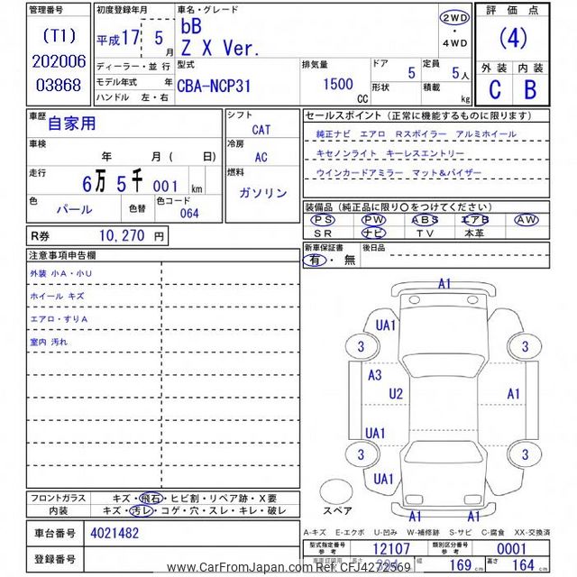 ✦ページ 2005 Toyota Bb NCP31 - Car Price $2,505