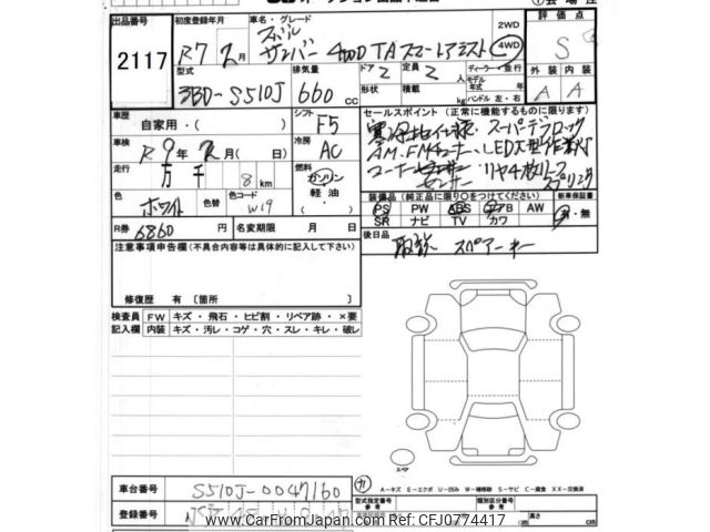2025 Subaru Sambar Truck S510J - Car Price $8,798