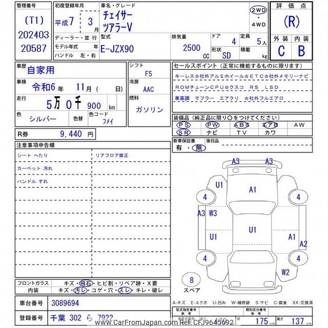@tsuhicoページ 1995 Toyota Chaser JZX90 - Car Price $19,026