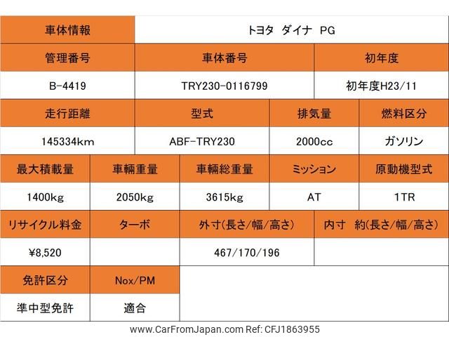 toyota dyna-truck 2011 CFJ1863955 image 2