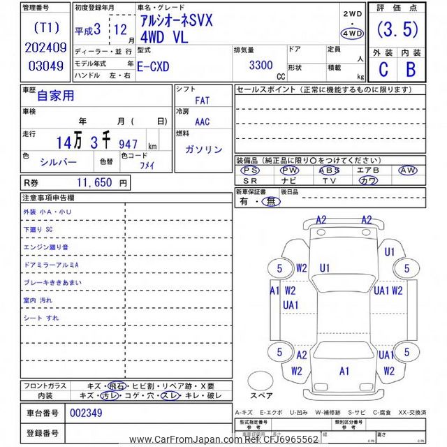 1991 Subaru Alcyone Svx CXD - Car Price $4,663