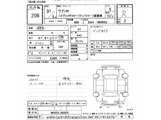 2019 Suzuki Wagon R MH55S - Car Price $3,069