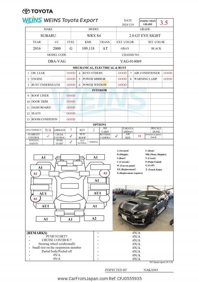 subaru wrx 2016 VAG-014069 image 2