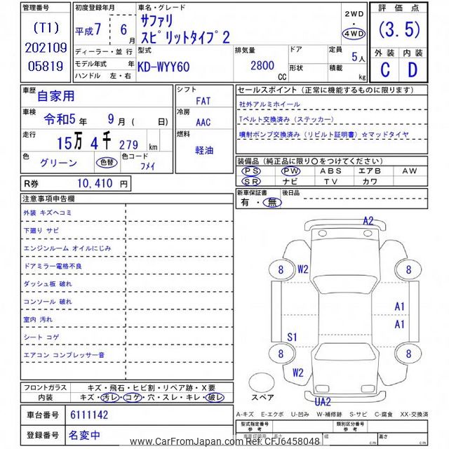 yurari　確認ページ 1995 Nissan Safari WYY60 - Car Price $8,822