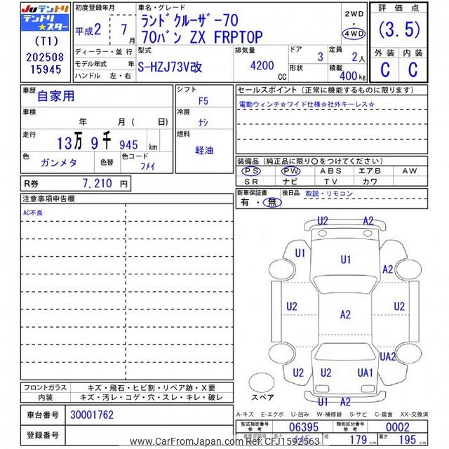 1990 Toyota Land Cruiser HZJ73V KAI - Car Price $18,487