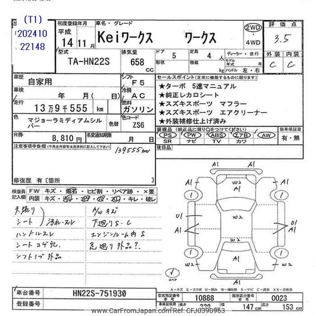 2002 Suzuki Kei HN22S - Car Price $3,657
