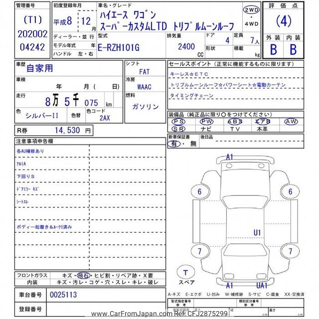 1996 Toyota Hiace Van RZH101G 2WD - Car Price $4,272