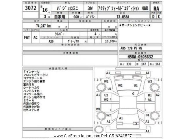 2004 Mitsubishi Pajero Mini H58A - Car Price $3,471