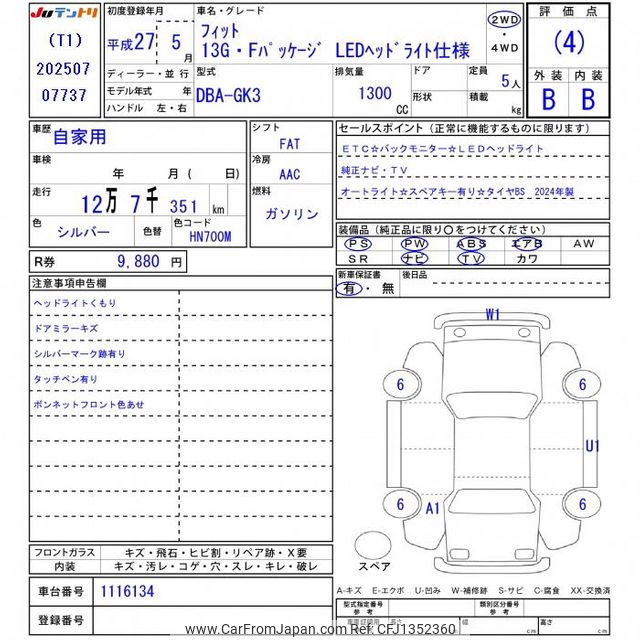 2015 Honda Fit GK3 - Car Price $2,833
