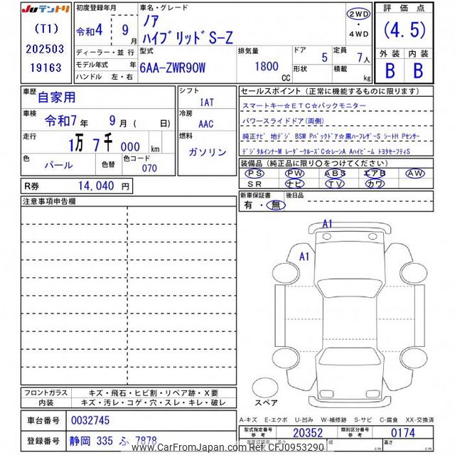 2022 Toyota Noah ZWR90W - Car Price $28,825