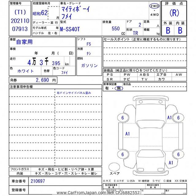 いたページ 1987 Suzuki Mighty Boy SS40T 2WD - Car Price $7,376