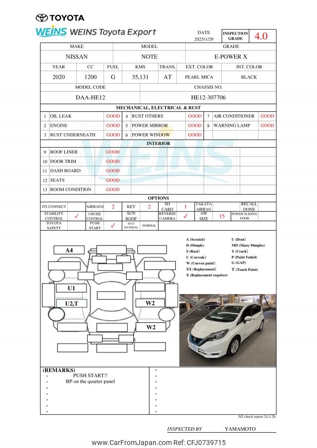 nissan note 2020 HE12-307706 image 2