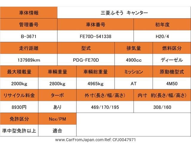 mitsubishi-fuso canter-guts 2008 GOO_NET_EXCHANGE_0700226A30240726W002 image 2