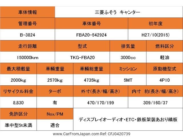 mitsubishi-fuso canter 2015 GOO_NET_EXCHANGE_0700226A30241107W001 image 2