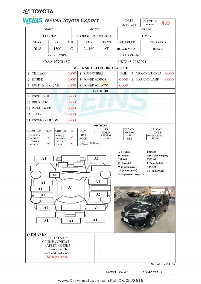 toyota corolla-fielder 2018 NKE165-7182021 image 2