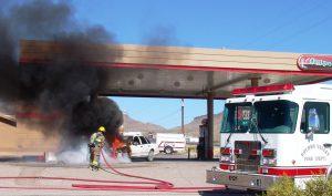 Electrostatic can be dangerous Burn up car gas station