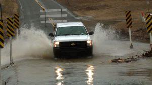 Be careful of the puddle in rainy weather driving through water