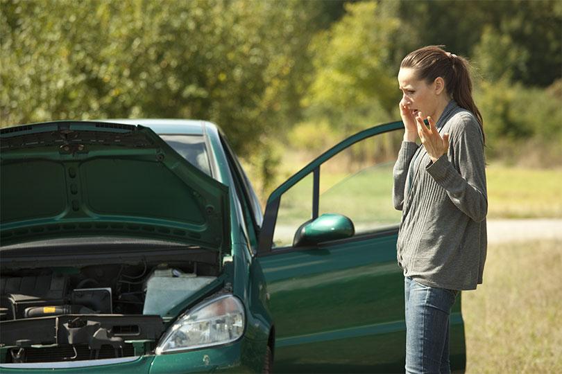 Call for help if you have a cell phone. car breakdown