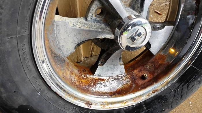 Clean the rust first. car wheel cleaning