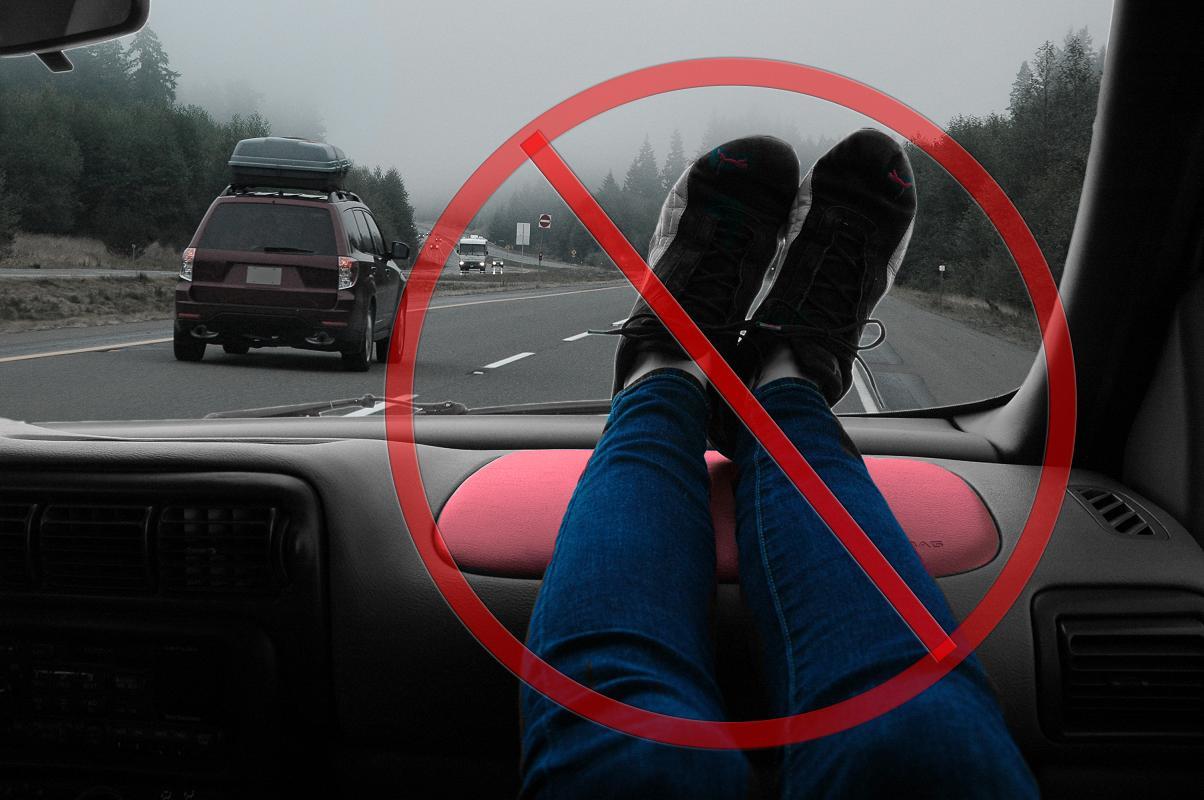 The consequence of this bad habit can be severe. Rest Your Feet On The Dashboard