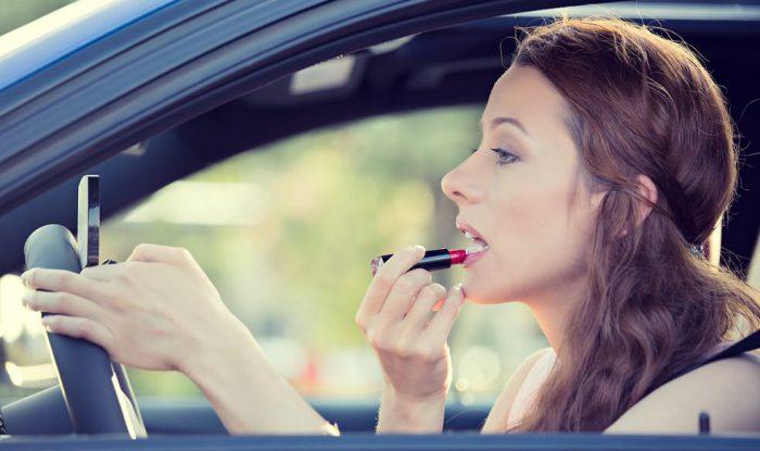 Don't apply makeup at traffic lights. bad driving habits