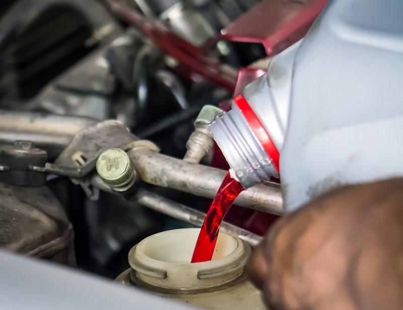 Pure, clean fluid looks red or dark red in color. transmission fluid