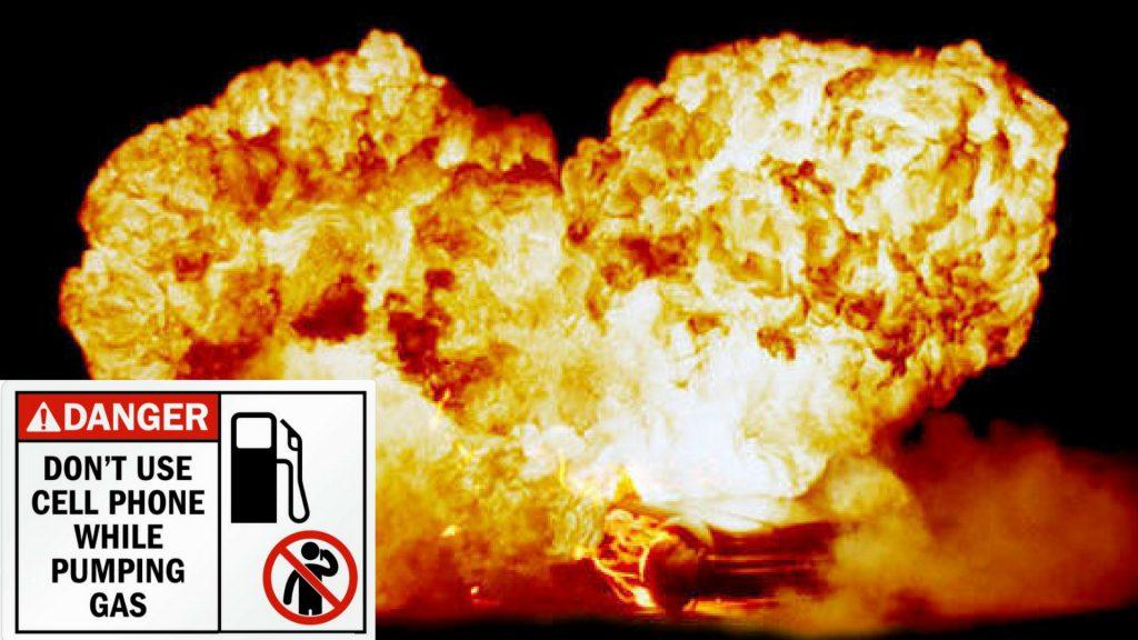 Using cell phone while pumping gas is harmful Using cell phone while pumping gas causes injury