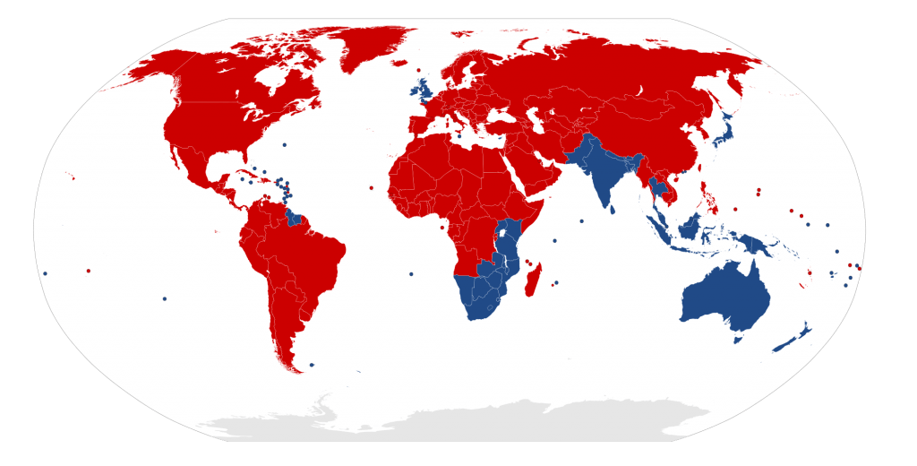 Left hand drive vs Right hand drive countries