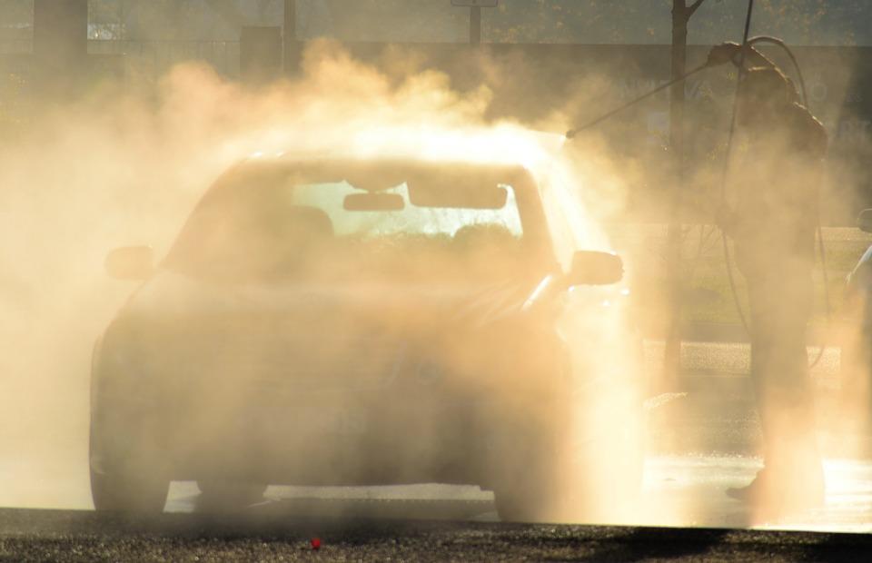 wash car with pressure washer