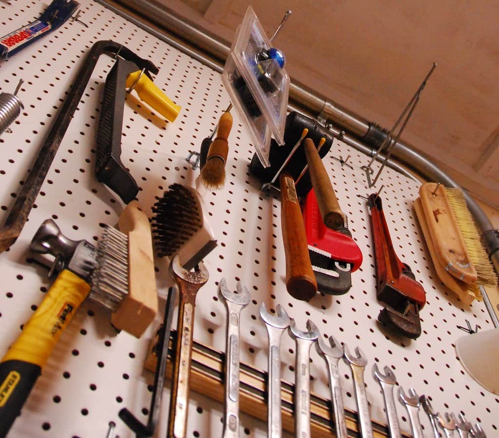 A Pegboard Organizer essential garage tools