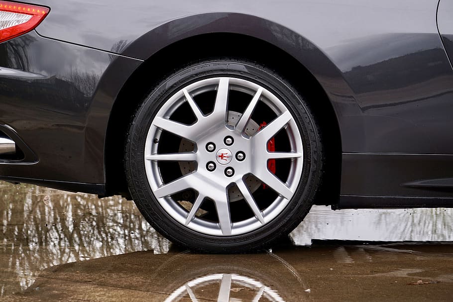 A car wheel with a shiny finish. car wheel finishes